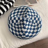 Vintage Check Bucket Hat Chessboard Knitted Beret