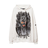 Man Fall Outfits Hip Hop Print Loose Shoulder Hooded Sweater for Men and Women