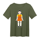 Squid Game Costume round Six Wooden Printed Top Short Sleeve T-shirt