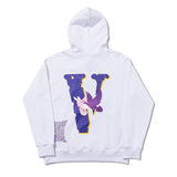 Vlone Hoodie Purple Big V Couple'S Shirts Cap Men'S And Women'S Sweater