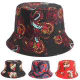 Bucket Hat Fishing Cap Cotton Print Fisherman Hat Hat Printed Cartoon Outdoor Travel Cap