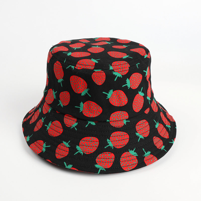 Bucket Hat Fishing Cap Cotton Print Fisherman Hat Printed Fruit Men And Women Outdoor Sun Hat