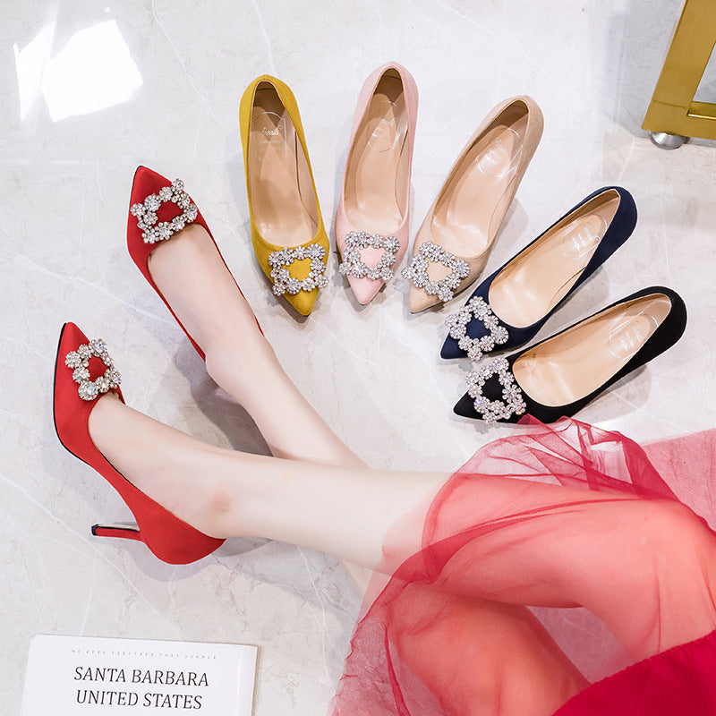 Gold Heels High Heels Stiletto Wedding Shoes Shallow Mouth Red Bridesmaid Shoes Bridal Shoes