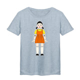 Squid Game Costume round Six Wooden Printed Top Short Sleeve T-shirt