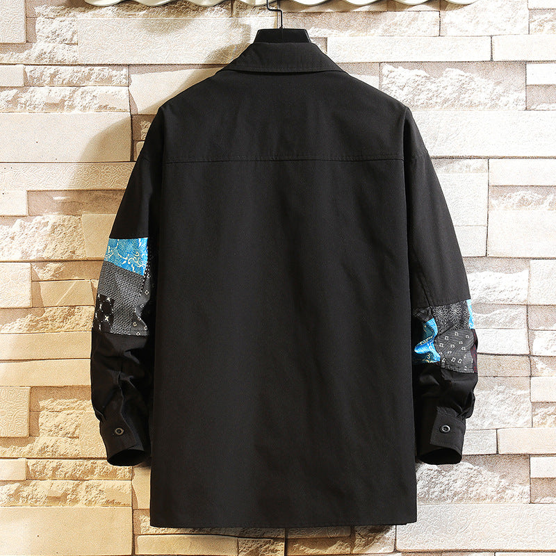 Men's Jackets Autumn Stitching Shirt Men's Loose Shirt