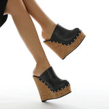 Platform Heels for Women Spring/Summer Thick Bottom Lazy Heightened Platform Shoes