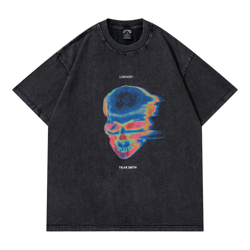 Skull T Shirt Abstract Printing Loose