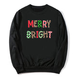 Merry and Bright Sweatshirts Christmas Leopard Print Merry and Bright Printed Crew Neck Sweatshirt