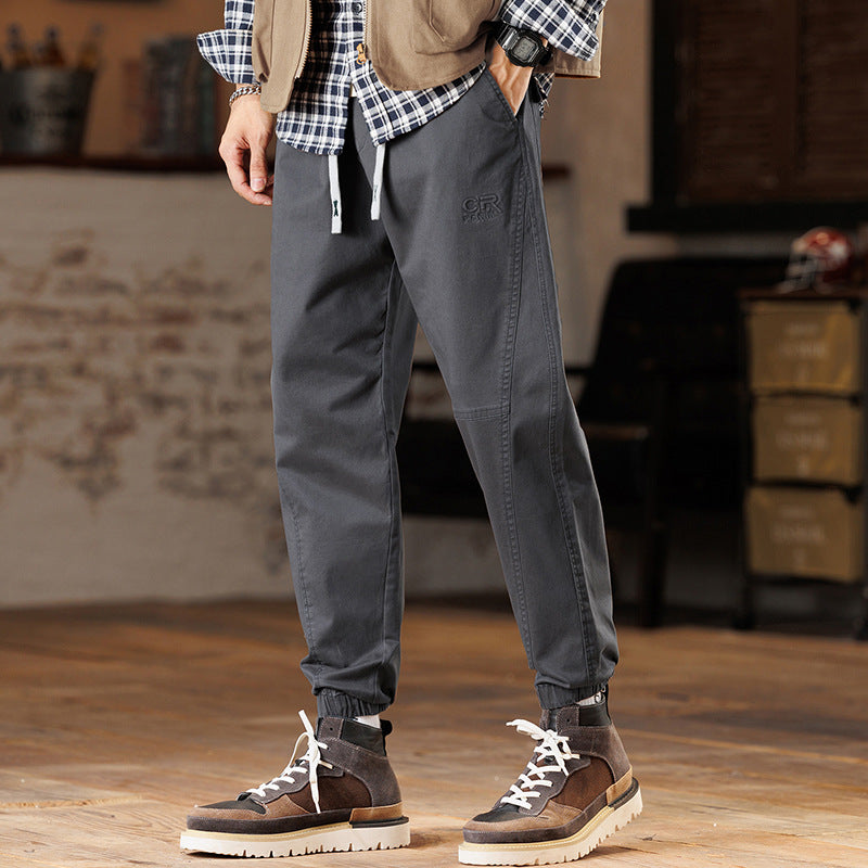 Cuffed Cargo Pants Casual Pants Men's Sports Loose Tappered