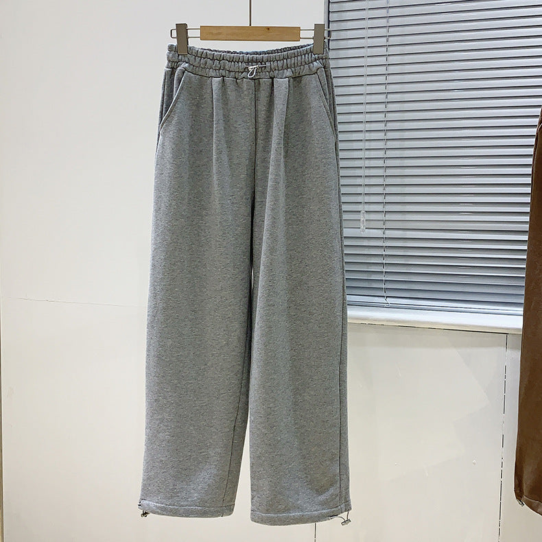 Grey Sweatpants Sweatpants Women's Winter Wear Fleece-Lined Track Pants