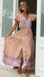 Kendall Jenner Wedding Guest Dress Bohemian Vacation Dress Positioning Flower Single-Breasted