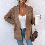 Women's Cardigan Knit Sweater Women's Autumn and Winter Knitted Cardigan Coat