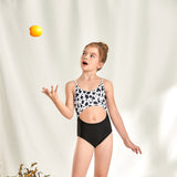 Children Swimsuit Swimsuit Hollow Cow Print One-Piece