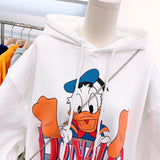 Anime Hoddies Long-Sleeved T-shirt Women's Funny Donald Duck Loose round Neck Sweater