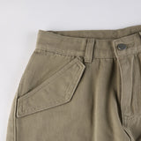 Julia Fox Low Rise Jeans Irregular Leg Drawstring Straight Hot Girl Pure Color All-Matching