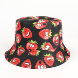 Bucket Hat Fishing Cap Cotton Print Fisherman Hat Cartoon Bucket Hat Female Printing Leaves Sunshade Sun Protection Hat