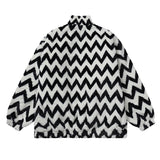 Cardigan Baseball Jacket Corrugated Imitation Rabbit Fur Loose Stand Collar Coat