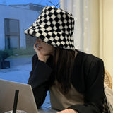 Vintage Check Bucket Hat Chessboard Plaid Black Plaid