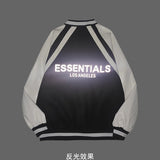 Cardigan Baseball Jacket Los Angeles Limited Leather Sleeve Letters Reflective Baseball Uniform Jacket Coat