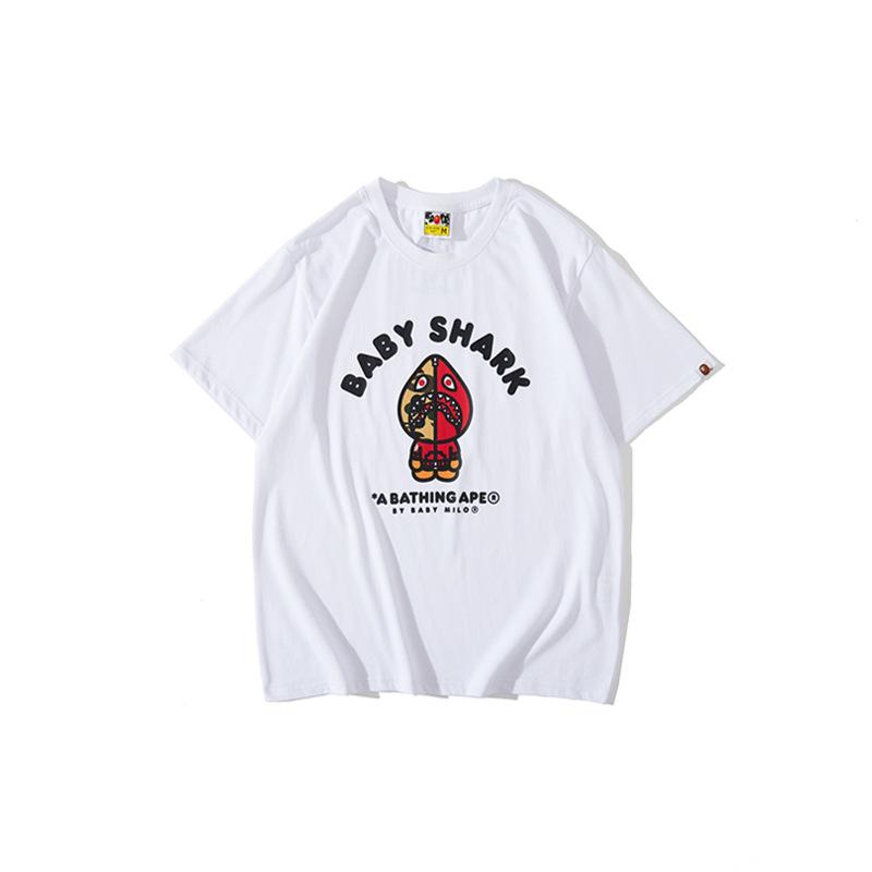 Bathing Ape T Shirt Spring/Summer Red Shark Pattern T-shirt Short Sleeve