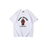 Bathing Ape T Shirt Spring/Summer Red Shark Pattern T-shirt Short Sleeve
