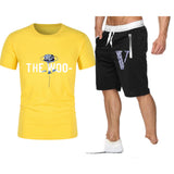 Vlone T Shirts & Shorts 2 Piece Set Rose Large V Printed Men'S And Women'S Loose Short-Sleeved T-Shirt