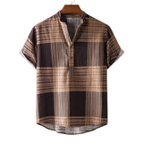 Camp Collar Shirt Loose Plaid Lapel Shirt