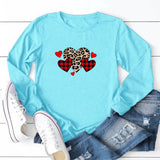 Valentine's Day T Shirt Solid Color Long Sleeve Heart Printing Casual