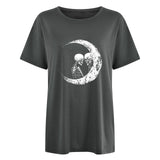 Valentine's Day T Shirt Large Size Clothes Short Sleeve Moon Print T-shirt Summer