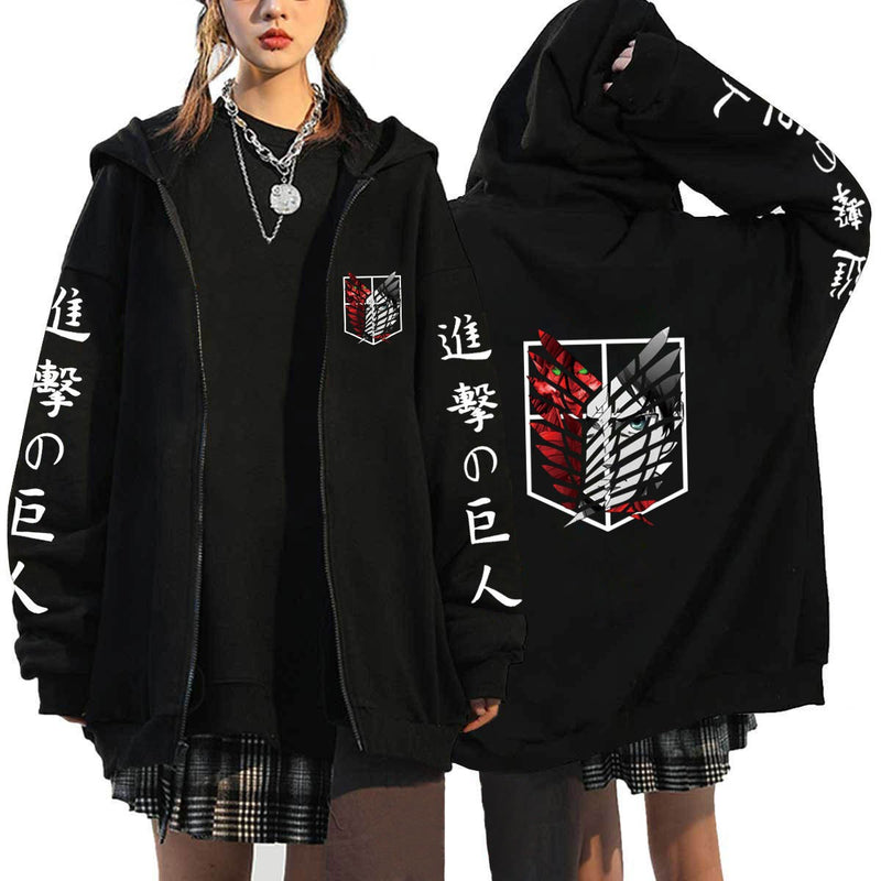 Anime Hoddies Anime Attack on Titan Zipper Sweater Leisure Sports Sweater Coat