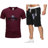 Vlone T Shirts & Shorts 2 Piece Set Rose Large V Printed Men'S And Women'S Loose Short-Sleeved T-Shirt