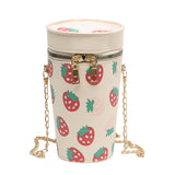 Strawberry Bags Cylinder Women's Bucket Bag Chain Crossbody Bag