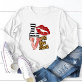 Valentine's Day T Shirts Couples round Neck Leopard Print Love Women's Casual Long Sleeve Bottoming Shirt
