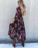 Nine Britton Dress Fashion Printing Asymmetric V-neck Shirt Lace-up