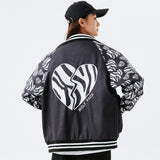 Valentine's Day Jacket Love Embroidered Stand Collar Warm Thick Casual Jacket Same Style for Men and Women Flight Jacket