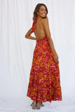 Nine Britton Dress Sexy Lace-up Halter Split Print Holiday
