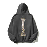 Cardigan Baseball Jacket Autumn and Winter Skeleton Destroyed Retro Loose and Hooded Cardigan Coat