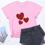 Valentine's Day T Shirt Large Size T-shirt Short Sleeve Red Heart Printing Summer