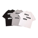 Men T Shitrs Large Letter Printed Round Neck