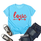 Valentine's Day T Shirts Couples Love Printed Short Sleeve round Neck T-shirt Men and Women Loose