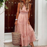 Kendall Jenner Wedding Guest Dress Chiffon Summer Solid Color Stitching Lace V-neck Sleeveless