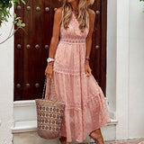Kendall Jenner Wedding Guest Dress Chiffon Summer Solid Color Stitching Lace V-neck Sleeveless