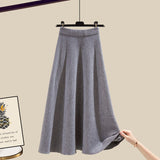 MIDI Mauve Skirt Women's Wear Match Sweater Skirt