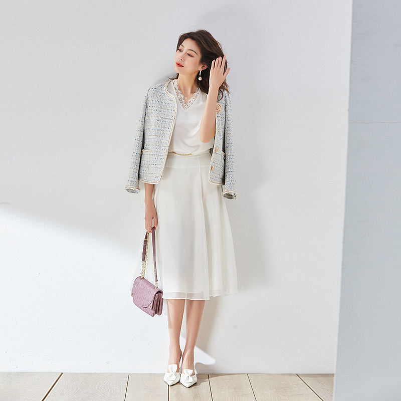 Gloria Vanderbilt Pink Elegant Socialite Casual round Neck Short Coat