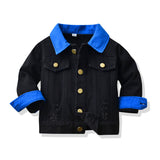 Children Jean Jackets Spring and Autumn Green Fashionable Jacket Lapel Long Sleeve Short