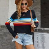 Women Pullover Knit Sweater Fall Winter Fashion Splicing Knitwear
