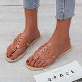 Women Open Toe Sandals Flats Summer Casual Flat Multi-Color Flip-Toe Large Size Shoes