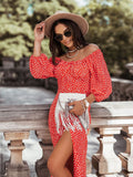 Kendall Jenner Wedding Guest Dress Sexy Women Clothing Printed Tube Top Slit