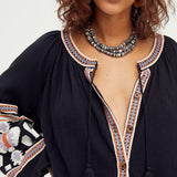 Beth Dutton Bohemian Dress Winter Autumn Midi Dresses Embroidered Loose Cardigan Dress