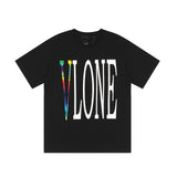 Vlone T Shirt Summer V Color Tie-Dyed Letter Printing